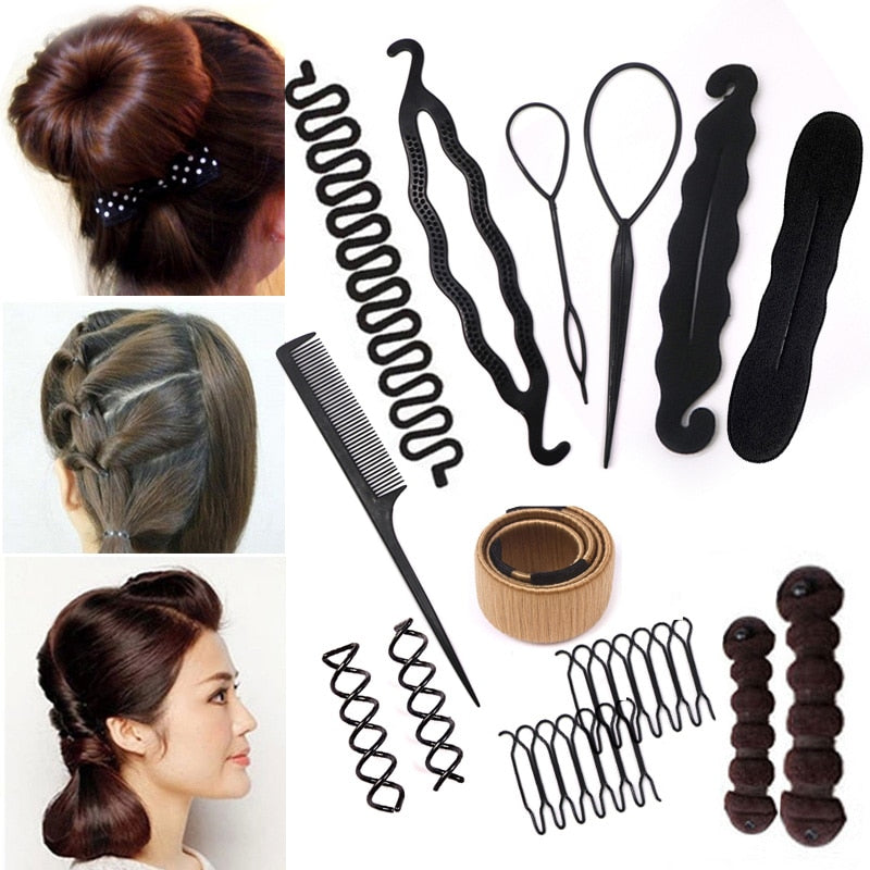 Donut Hair Maker Hairdressing Styling Tools Braiding Accessories for Women Girls Twist Hair Clip Disk Pull Hairpins Multi Style