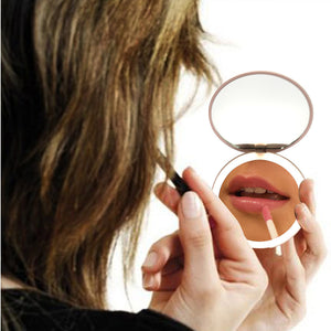 Double-Sided Lighted Makeup Mirror Portable LED Lighted Mini Circular Compact Travel 5x Magnification LED Handheld Oct