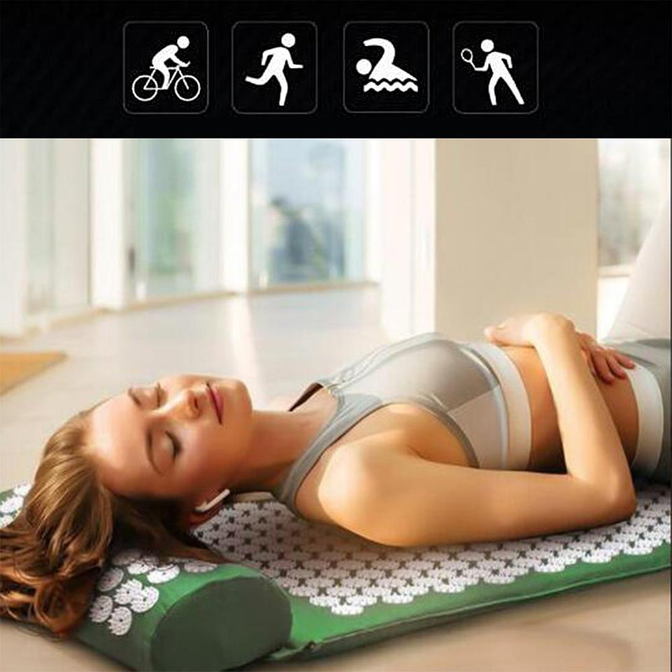 Massager Cushion Massage Yoga Mat Acupressure Relieve Stress Back Body Pain Spike Acupuncture Mat with Pillow