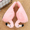 lovely Pink Fuzzy Flamingo Slippers