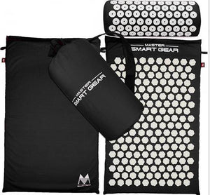 Yoga Lotus Spike Acupressure Mat Pillow Set Back Body Massager Acupuncture Cushion Mat Relieve Stress Tension Pain w/ Carry Bag